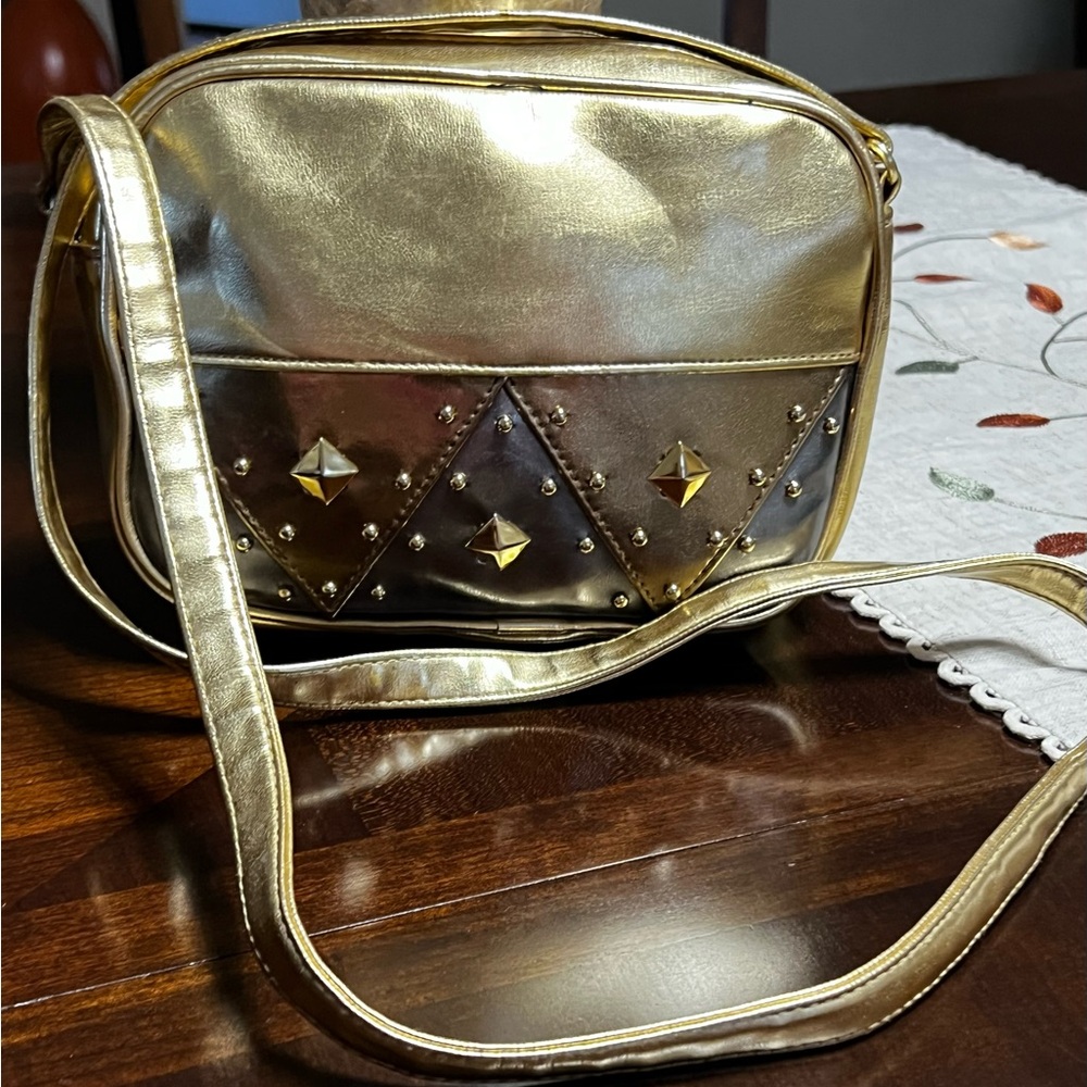 Vintage Chateau Gold Studded Women's Crossbody Bag